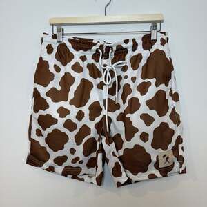 NWT Baseballism Mesh Shorts Brown White Cow Print Medium M New